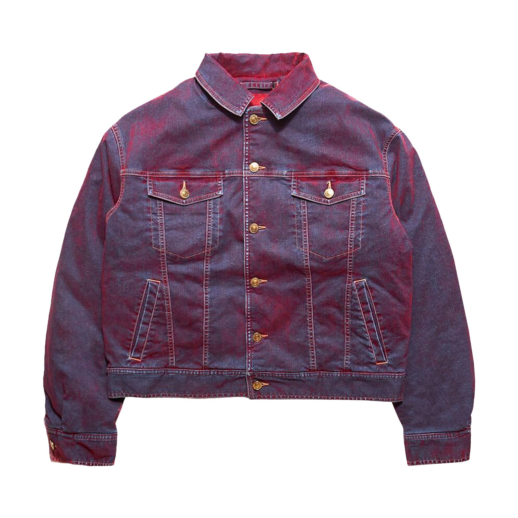 KUSIKOHC Padded Multi Rivet Denim Jacket 'Red' - 1