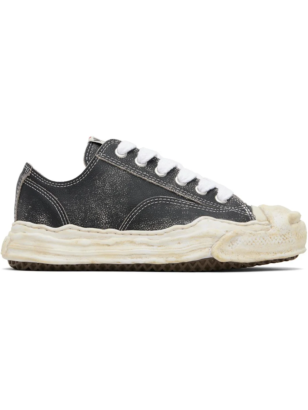Black 'Hank' OG Sole Shrink Leather Low-Top Sneakers - 1