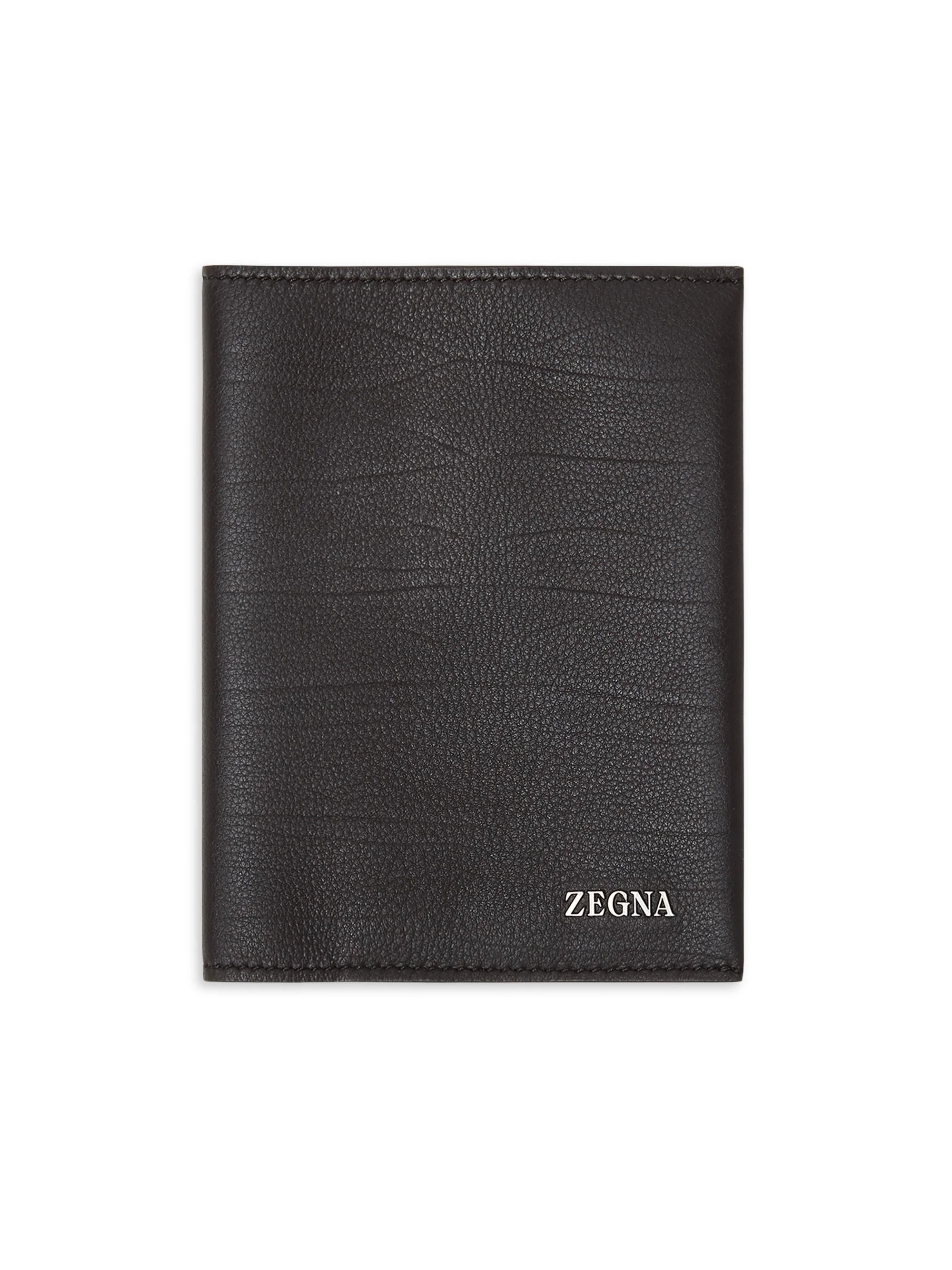 Men's Secondskin Leather Passport Case - Dark Brown - 1