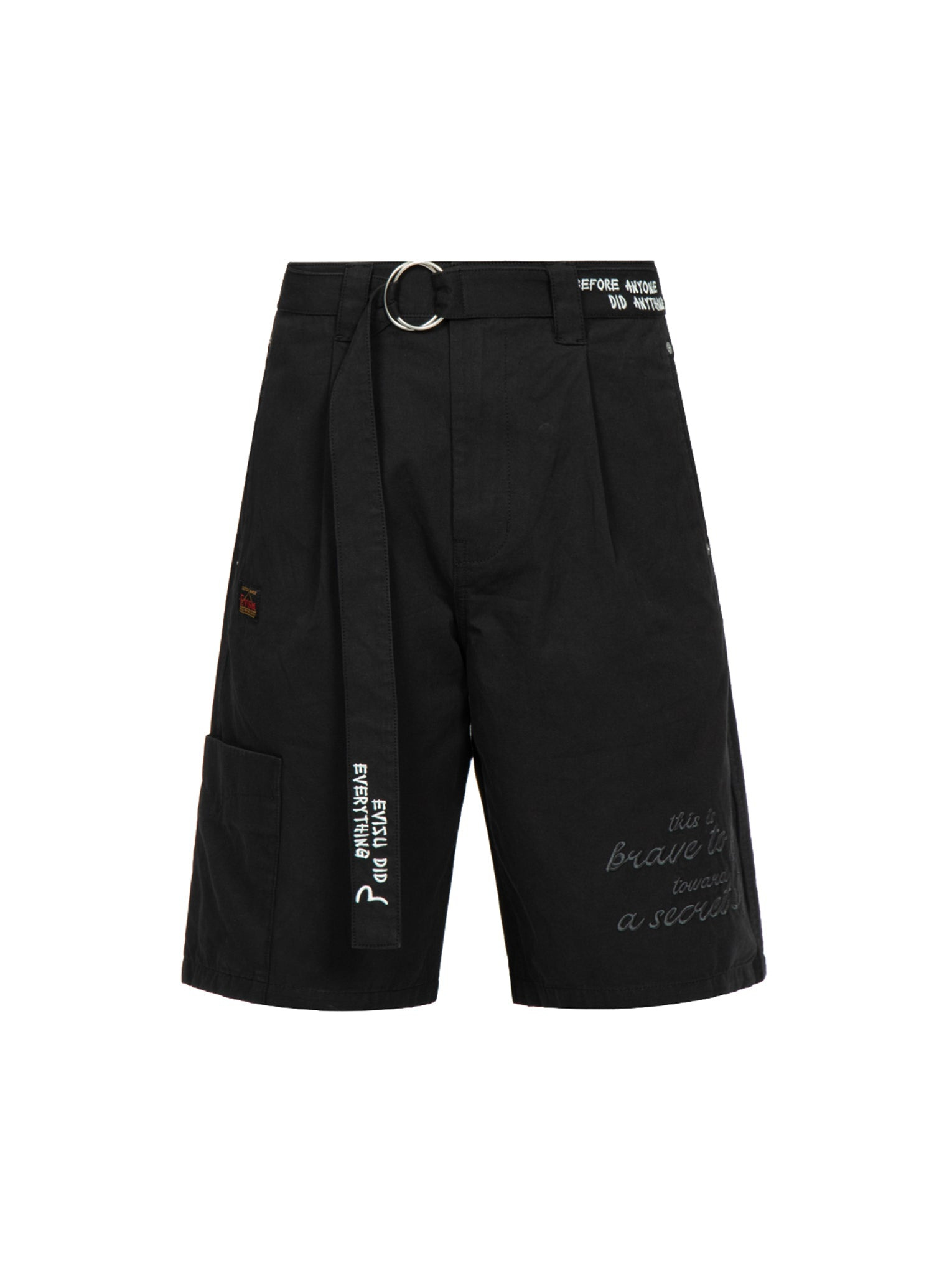 SLOGAN AND KAMON EMBROIDERY CARGO SHORTS - 13