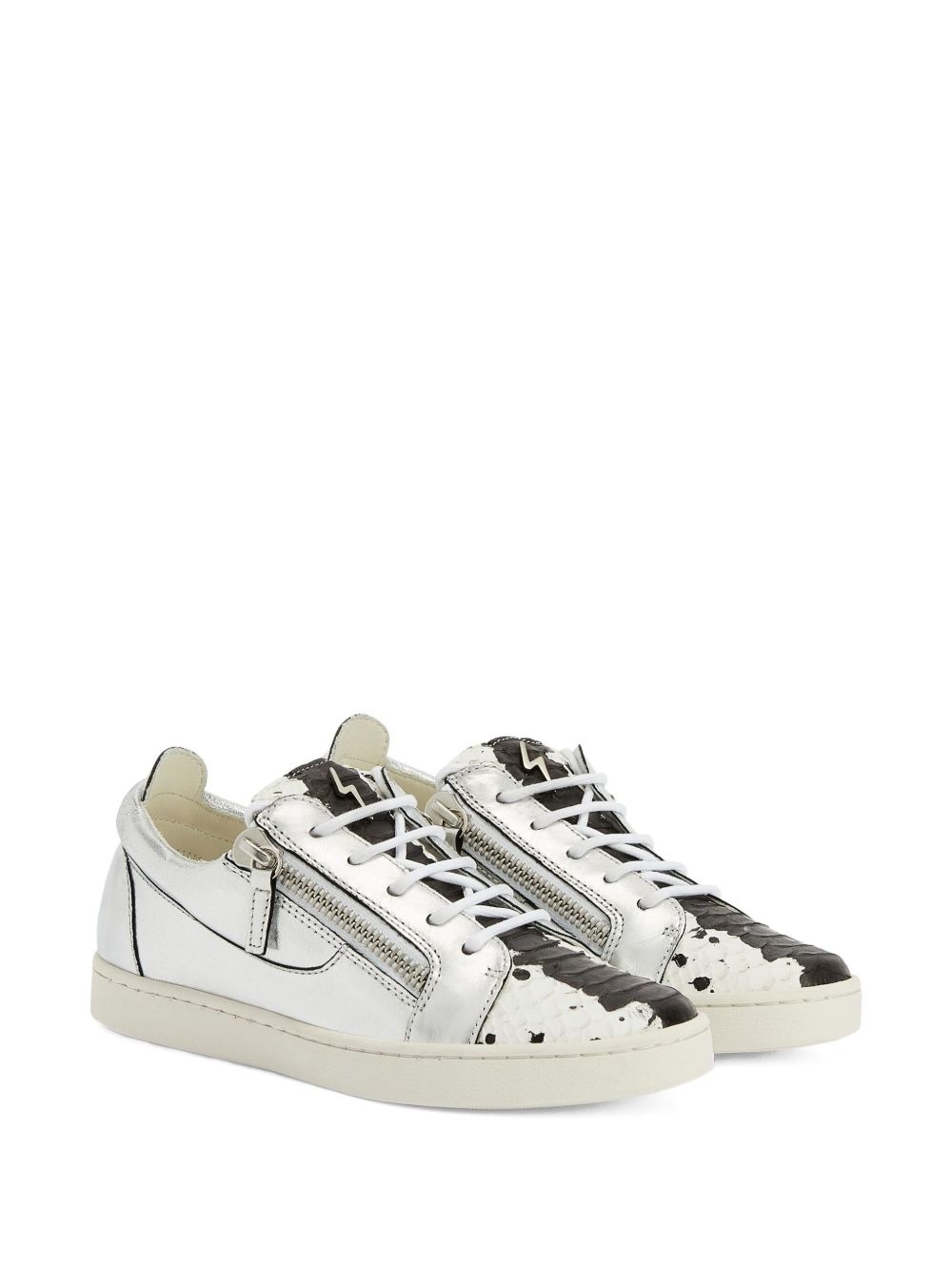 Nicki metallic-effect leather zip-detail sneakers - 2