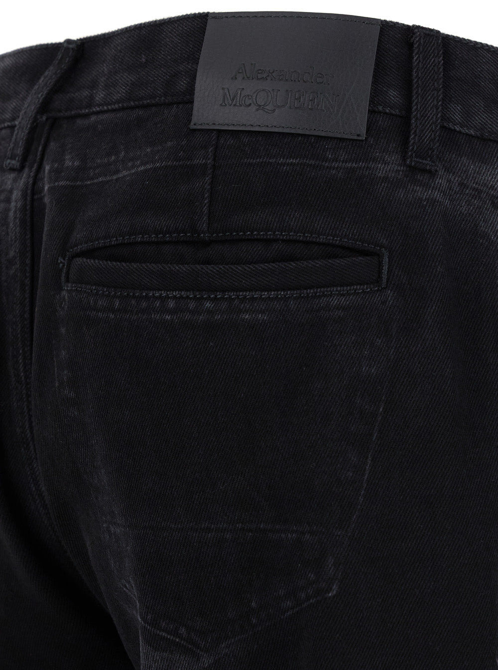 Alexander Mcqueen Men Black Jeans With Logo Patch On The Rear And Worn Out Effect In Denim Man - 3