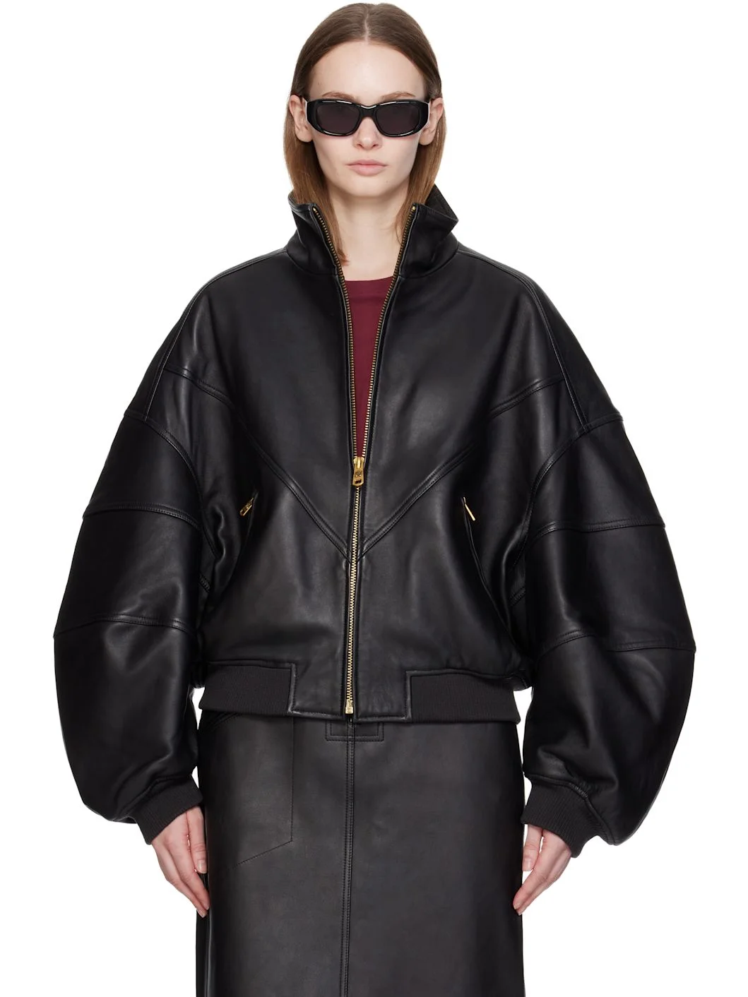 Black Ruff Rider Leather Jacket - 1