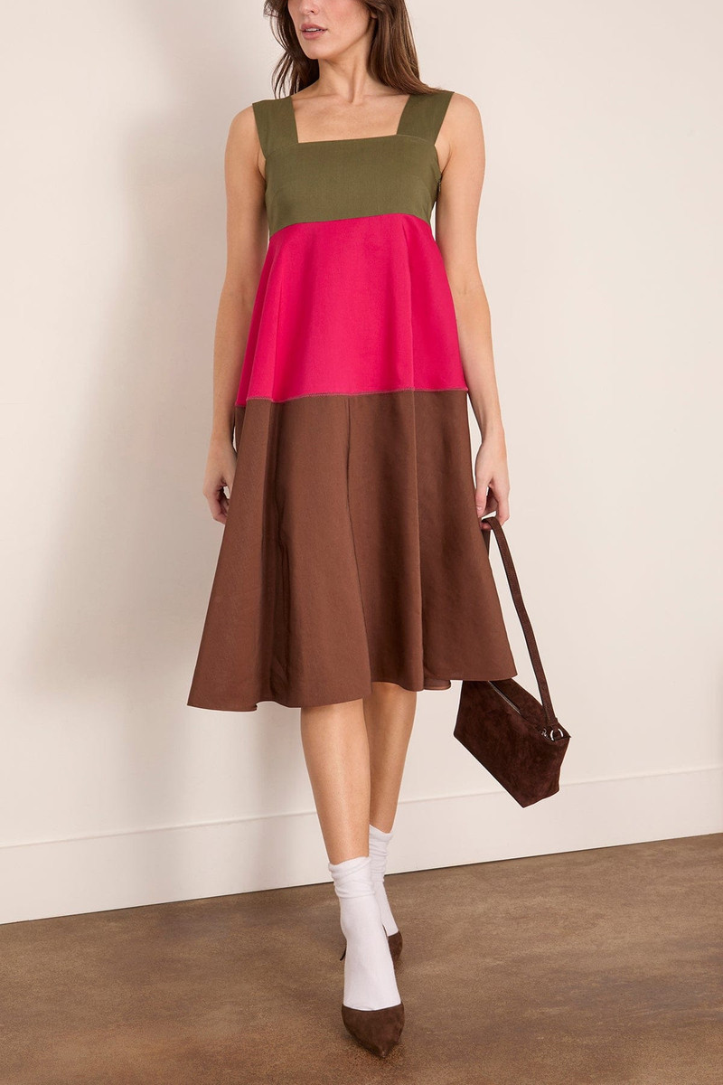 Marni Raw Viscose Ramie Dress in Tobacco outlook