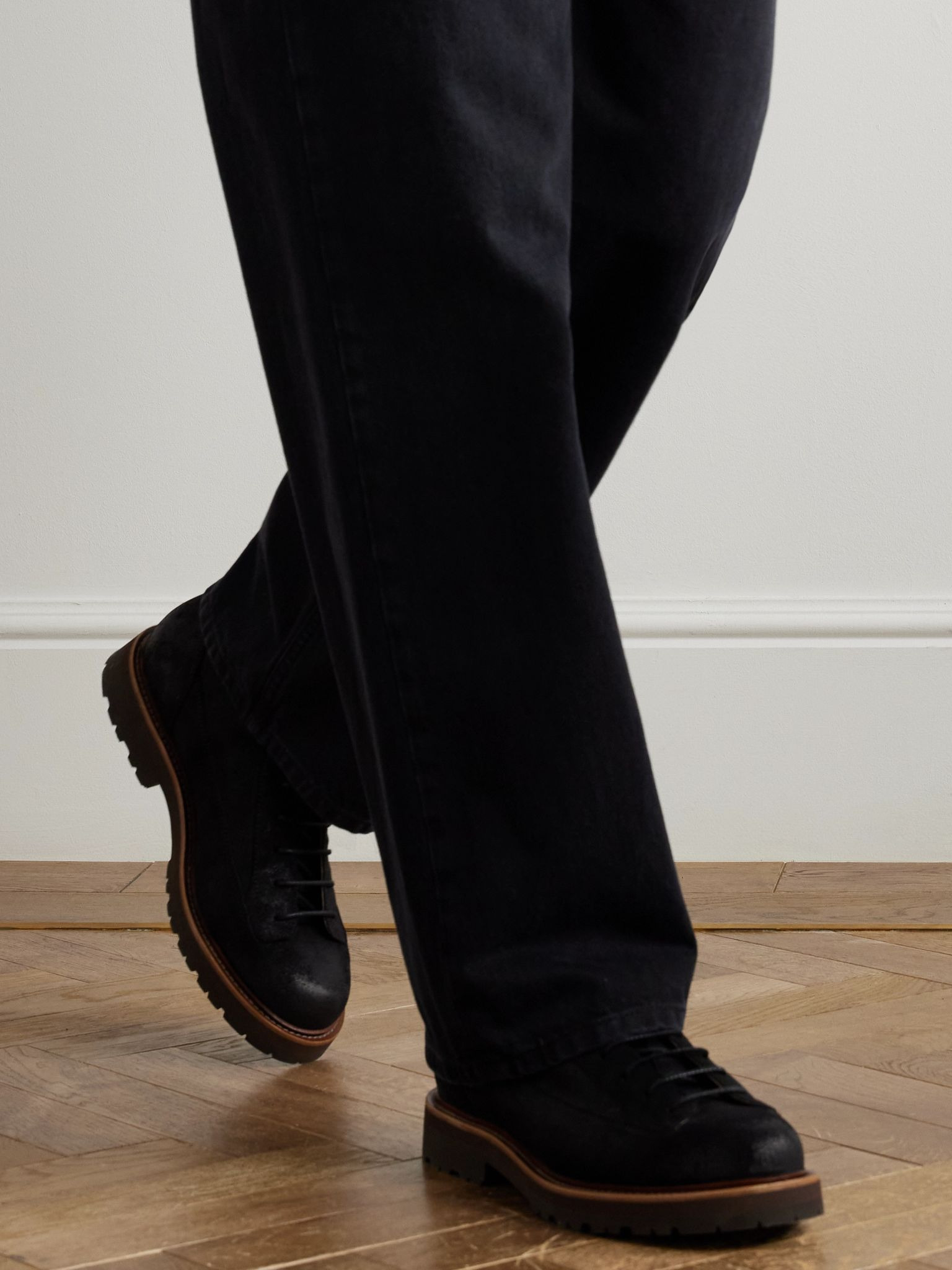 Waxed-Suede Hiking Boots Black - 2
