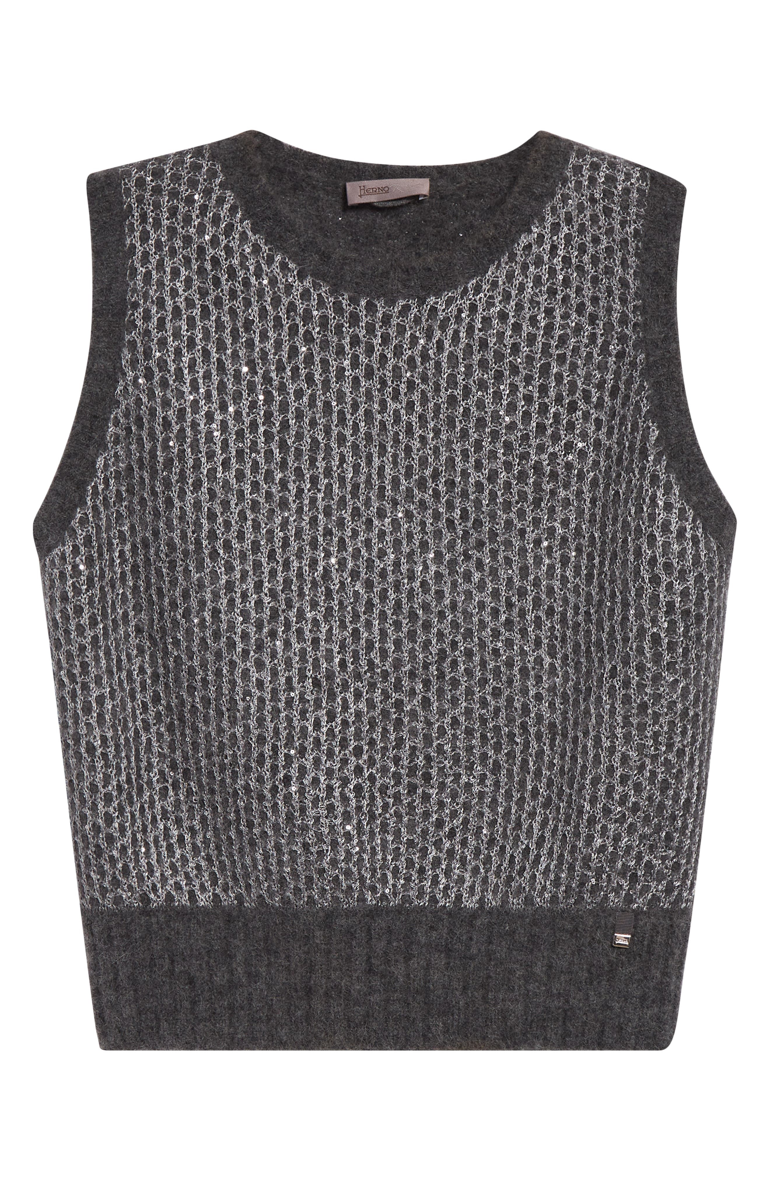 Herno Sequin Metallic Sleeveless Sweater in Grigio Metallo at Nordstrom - 5