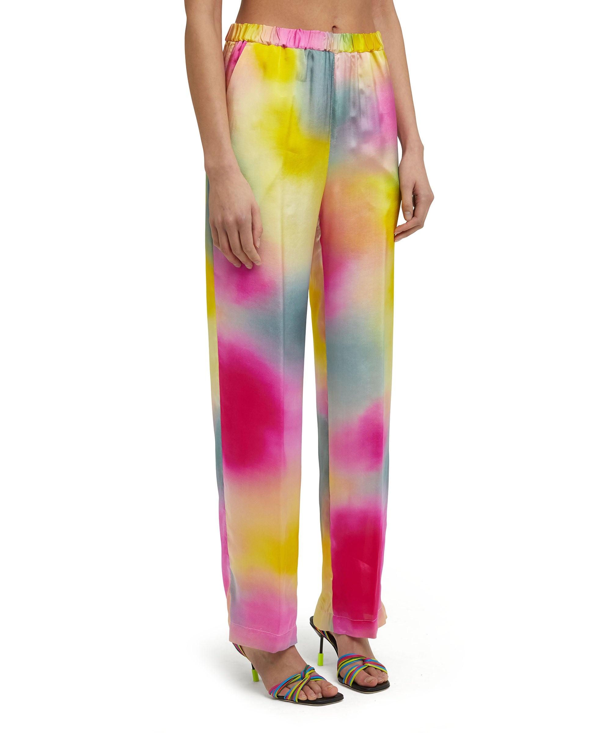 Viscose twill flowing tie dye pants with straight legs - 3
