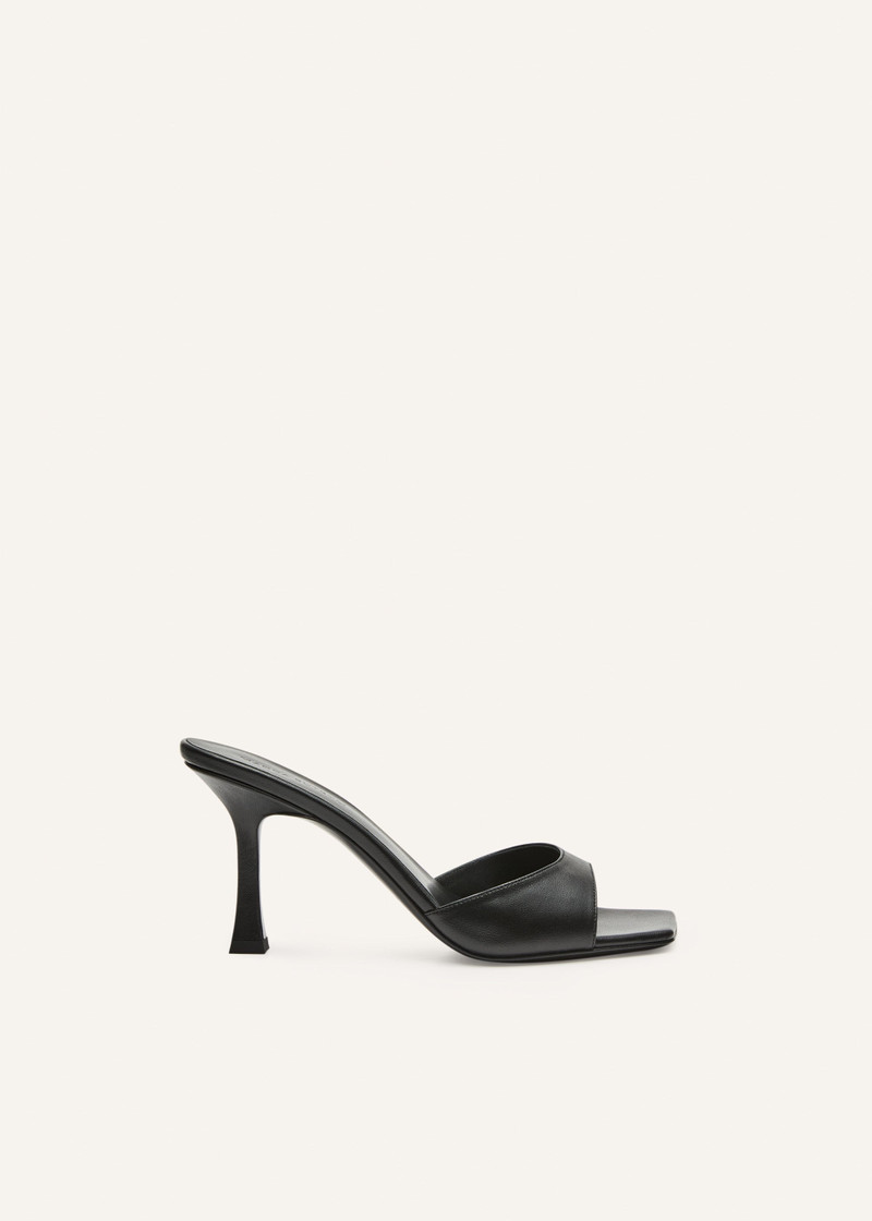Thin leather mule in black leather 1