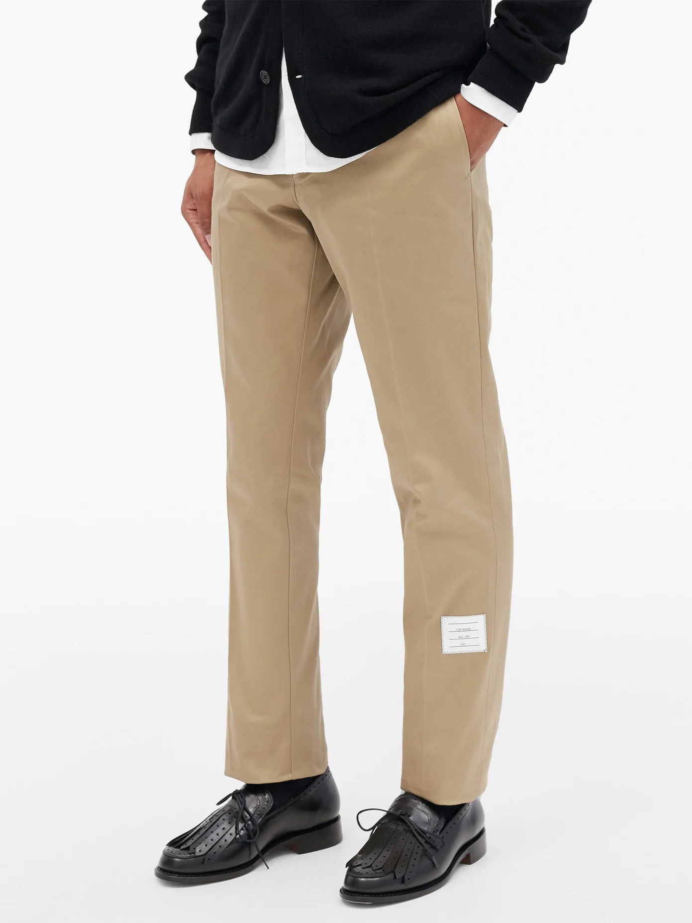 Tricolour-tab cotton chino trousers - 6