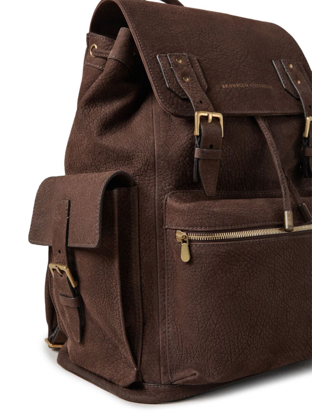 logo-stamp leather backpack - 5