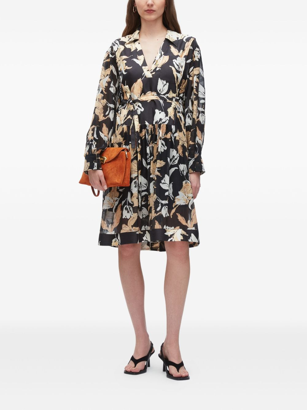 floral-print belted midi dress - 2
