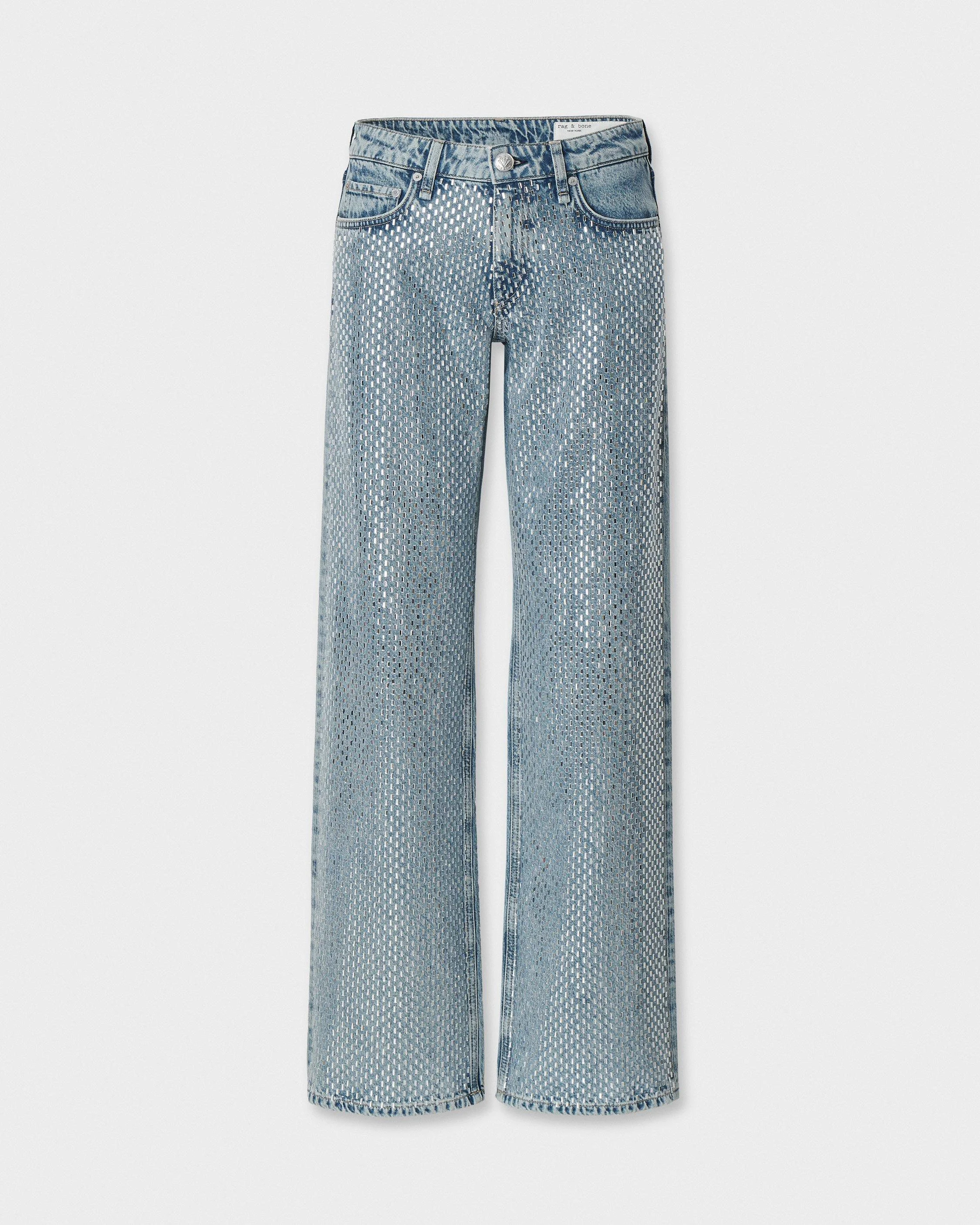 Cam Embellished Relaxed Straight Jean Low-Rise in Rigid Denim - 1