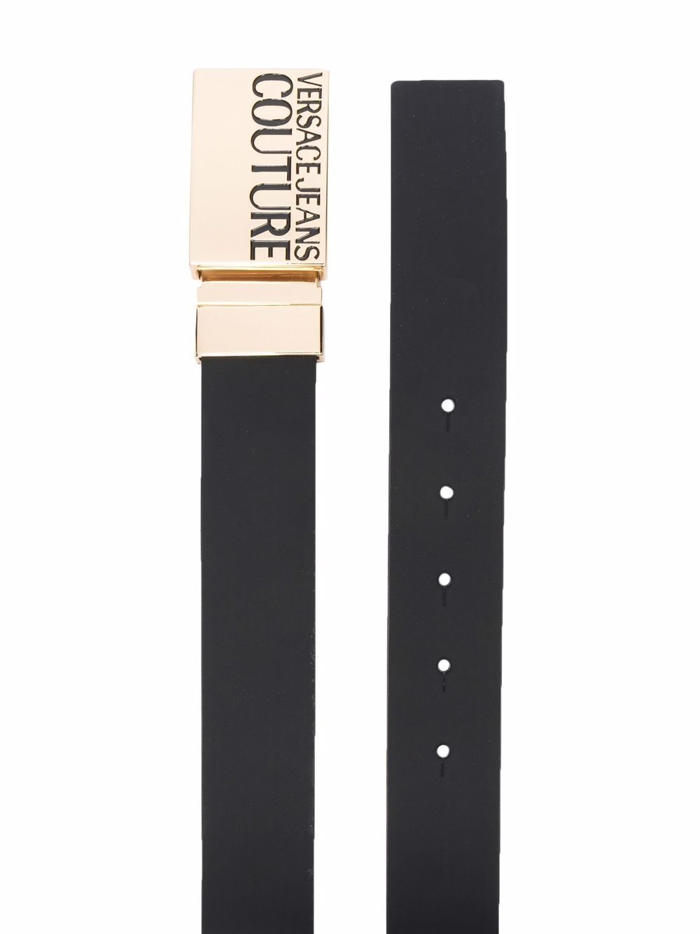 logo plaque leather belt - 2