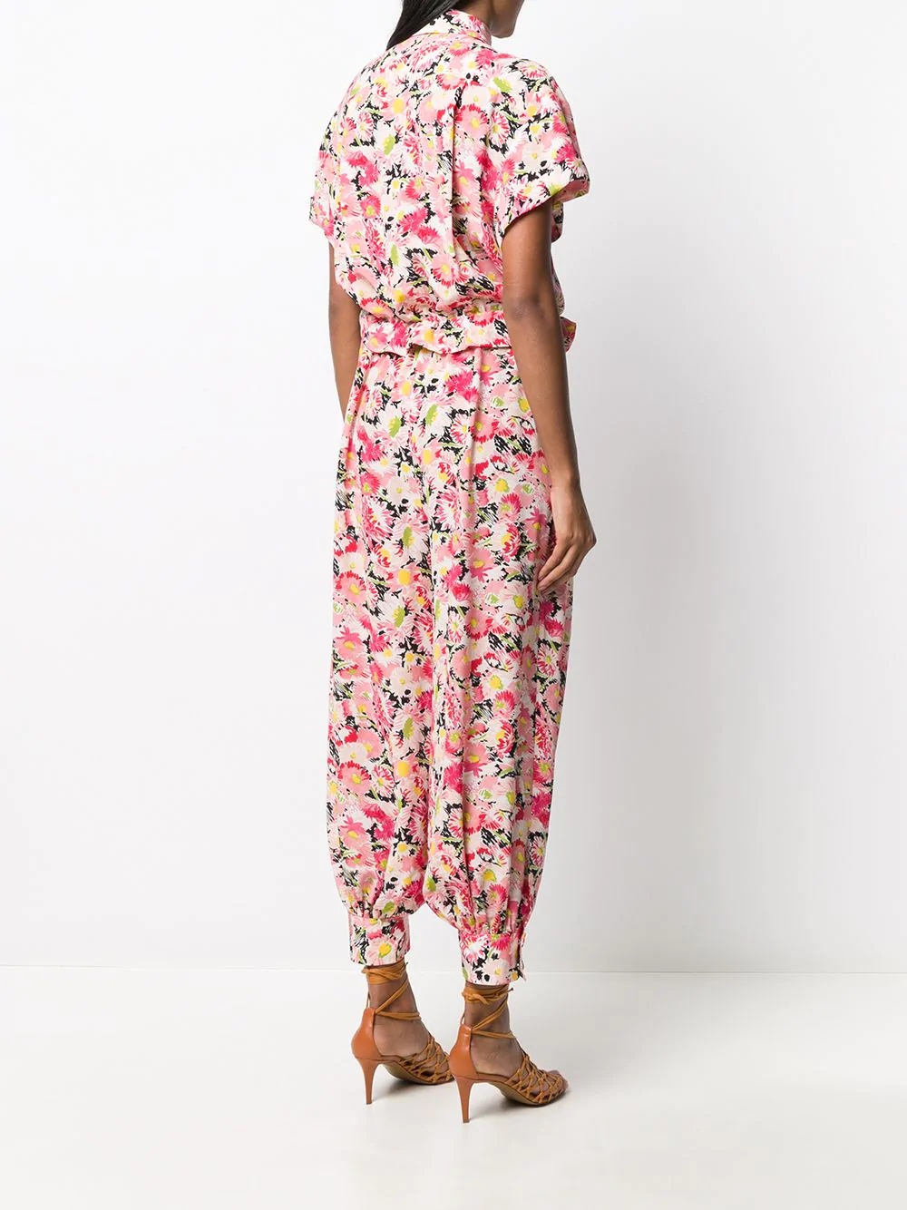 floral print short-sleeve jumpsuit - 4