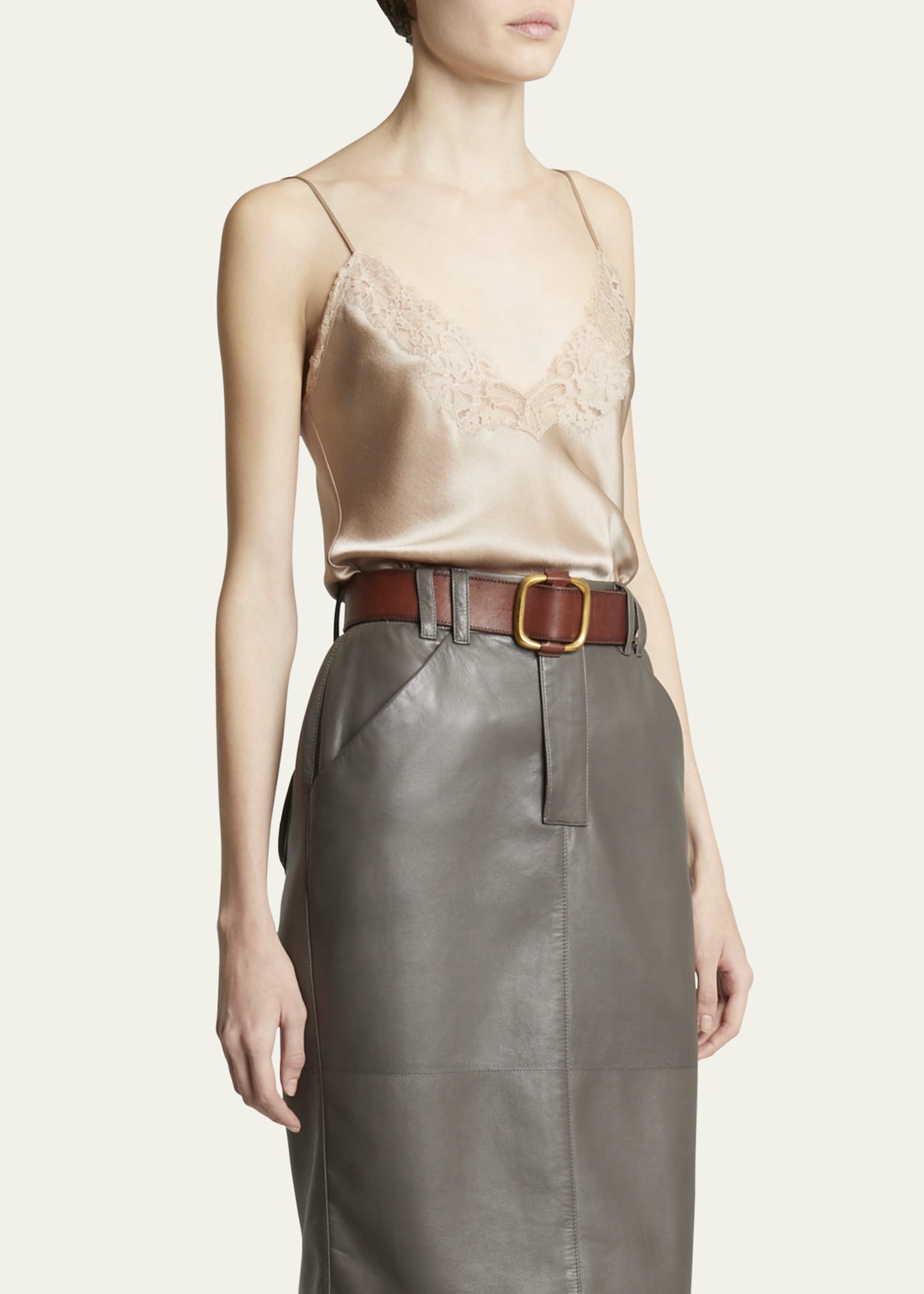 Satin Blouse with Lace Detail - 4