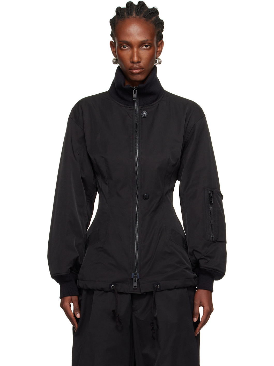 Black Twill Darts Bomber Jacket - 1