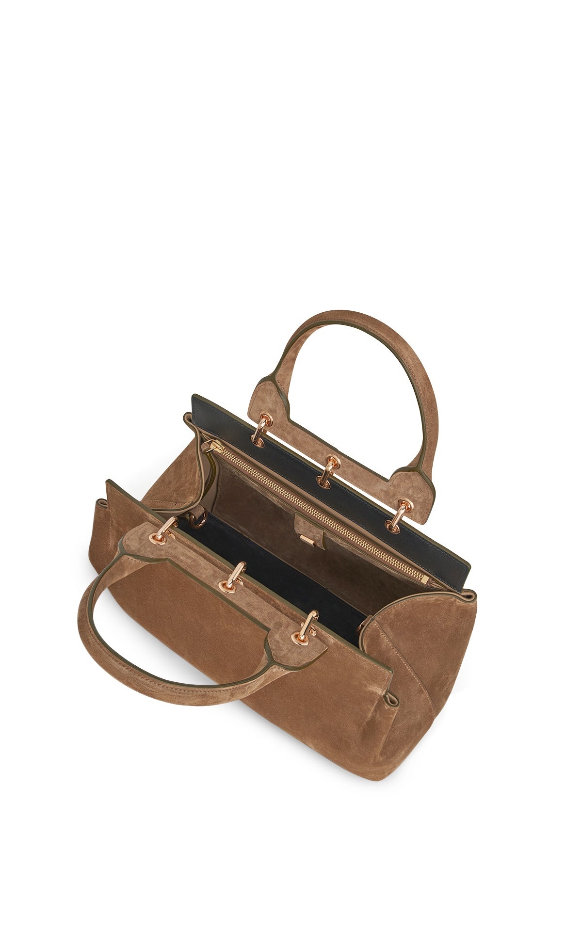 Small Amethyst Bag in Dark Sand Suede - 4