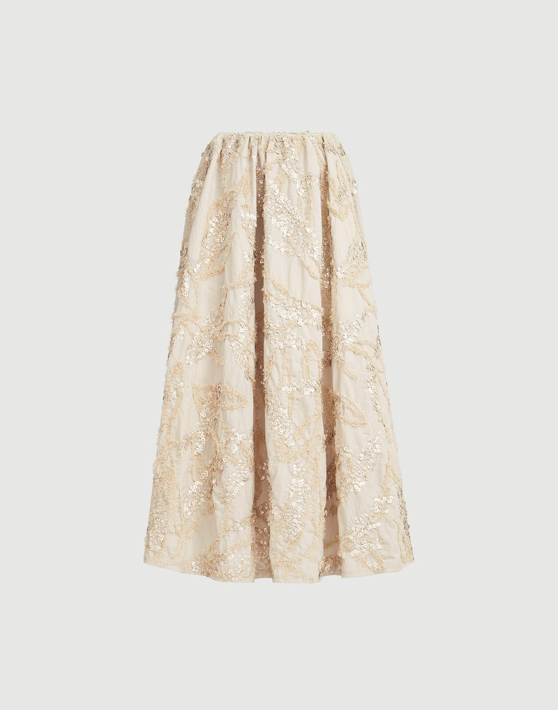 Techno cotton poplin skirt with dazzling seabed embroidery 1