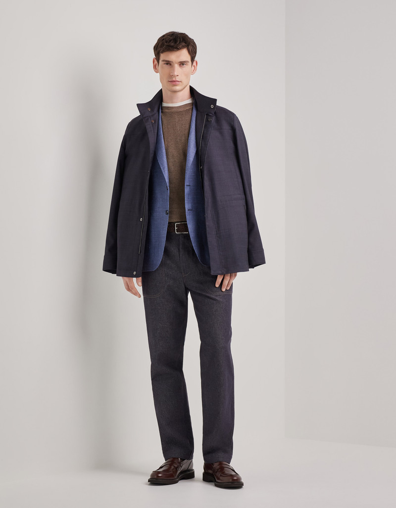 Canali BLUE WOOL FIELD JACKET WITH RAISED COLLAR AND RAIN PROTECTION TREATMENT outlook