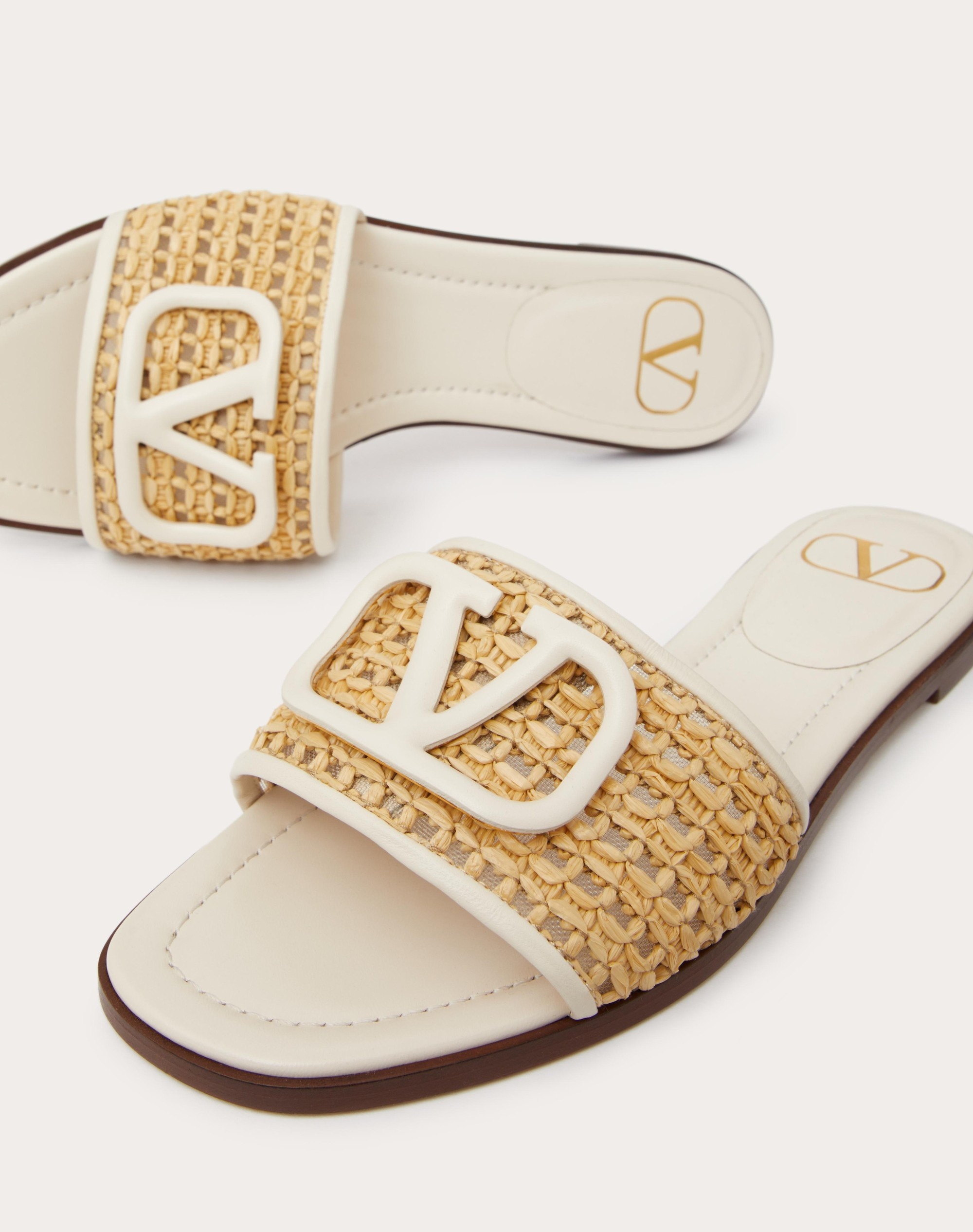 VLOGO SIGNATURE WOVEN RAFFIA SLIDE SANDAL 80MM - 5
