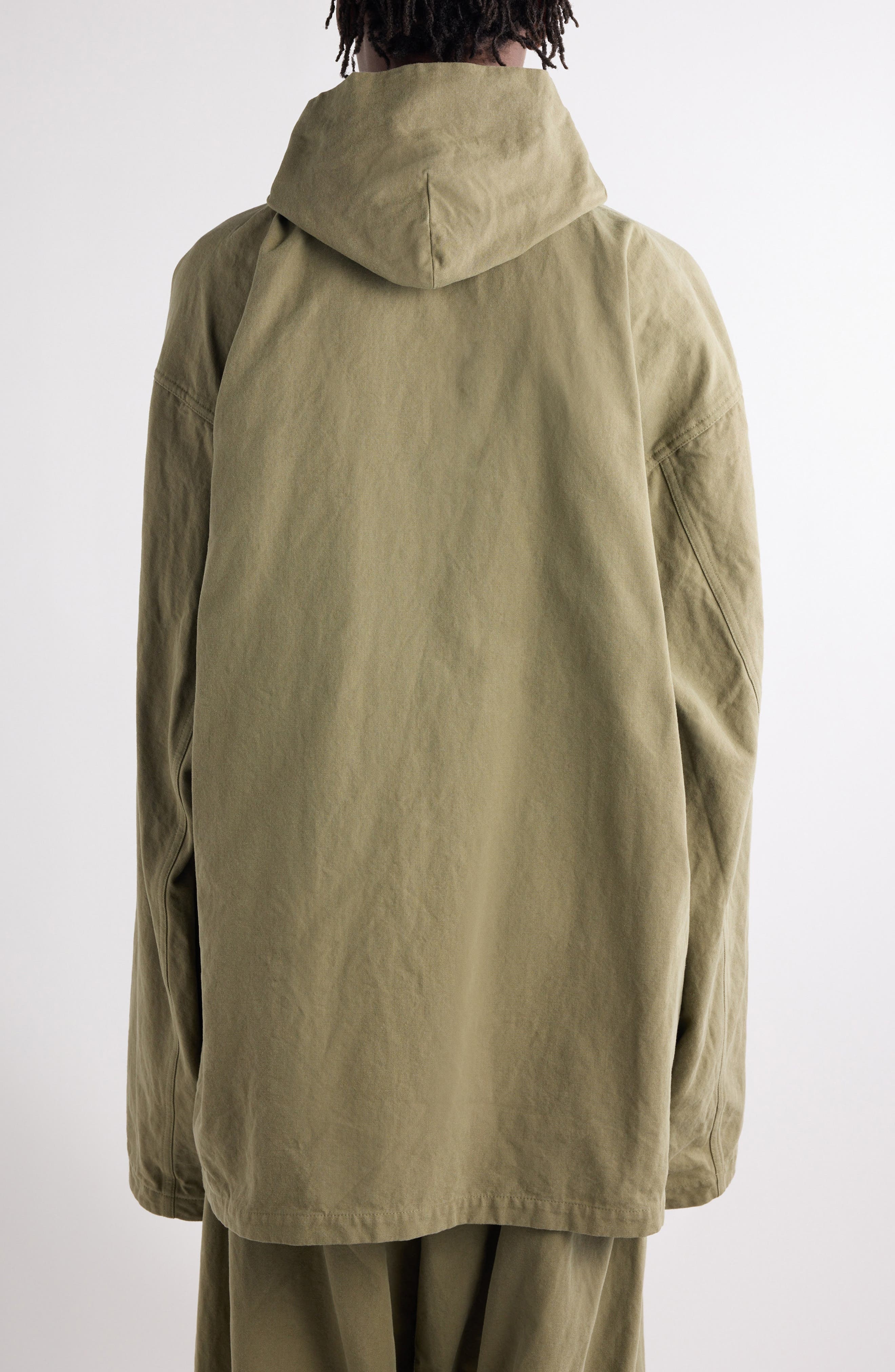 Balenciaga Oversize Cotton Hooded Jacket in 3420 Linden at Nordstrom - 3