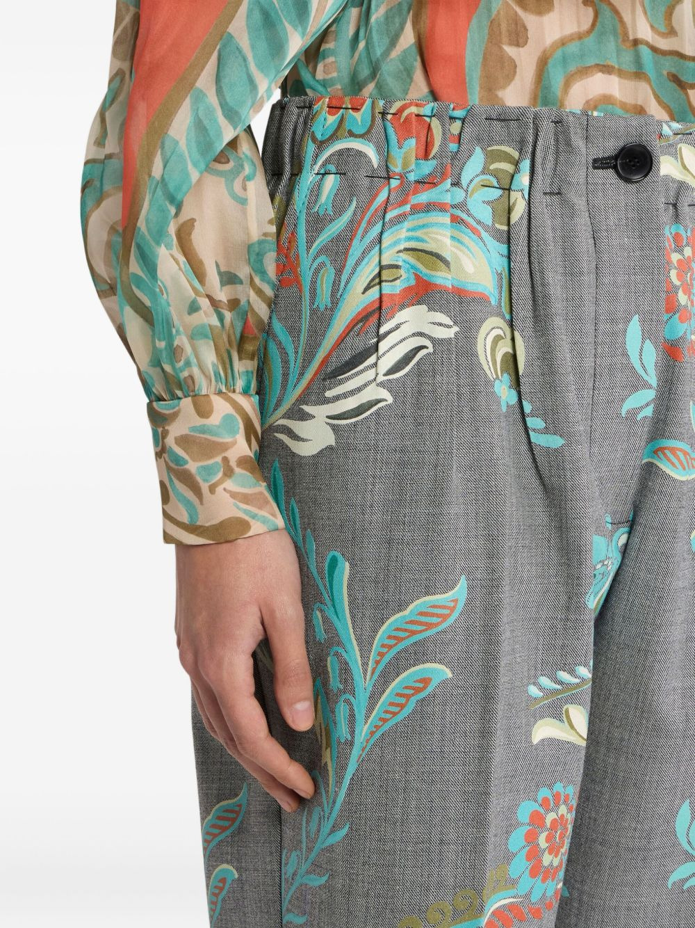 floral-print pleated trousers - 5