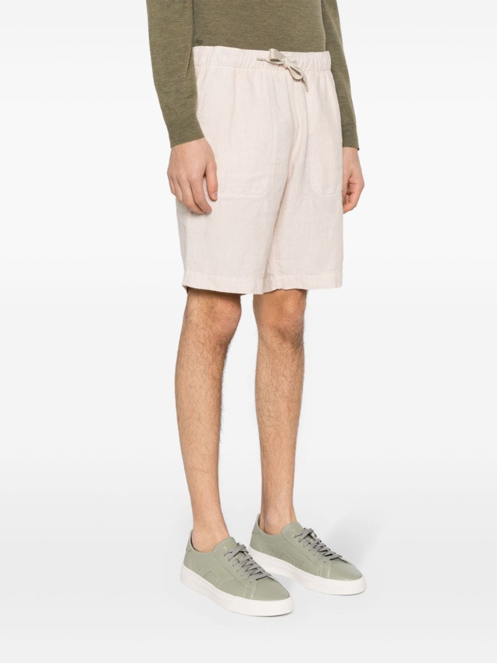 drawstring-waist linen shorts - 3