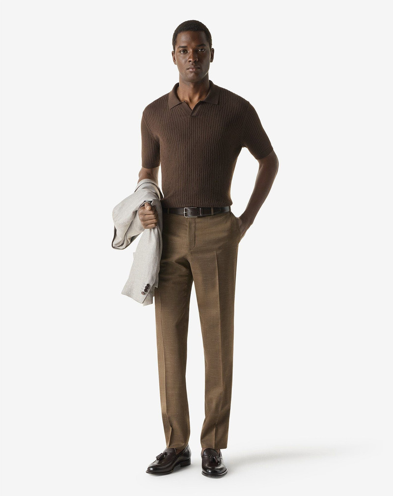 CORNELIANI Brown wool and stretch linen suit outlook