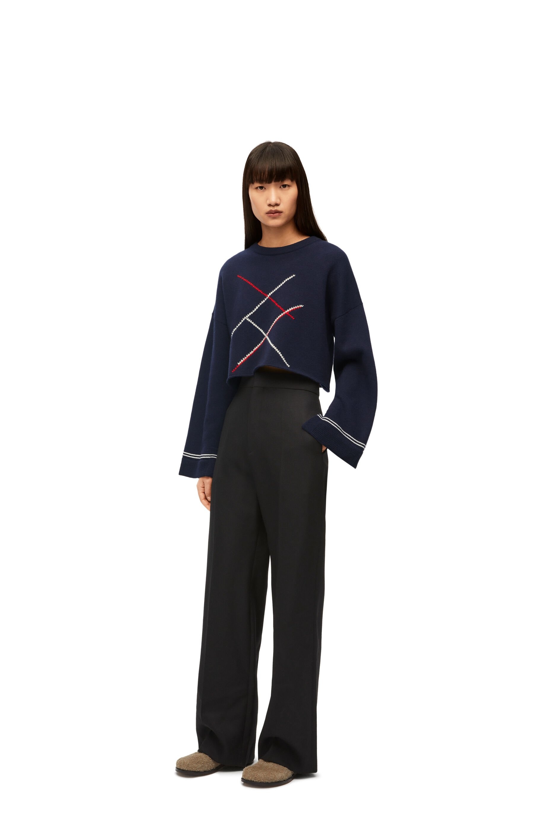 Cropped Argyle sweater in wool - 2
