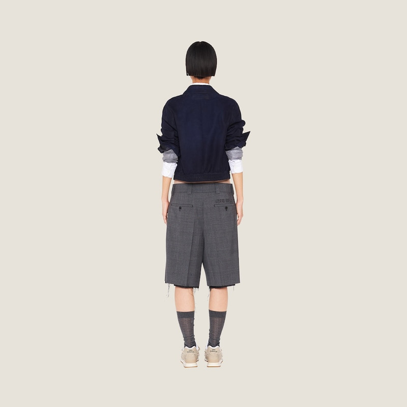 Miu Miu Embroidered Prince of Wales check Bermudas outlook