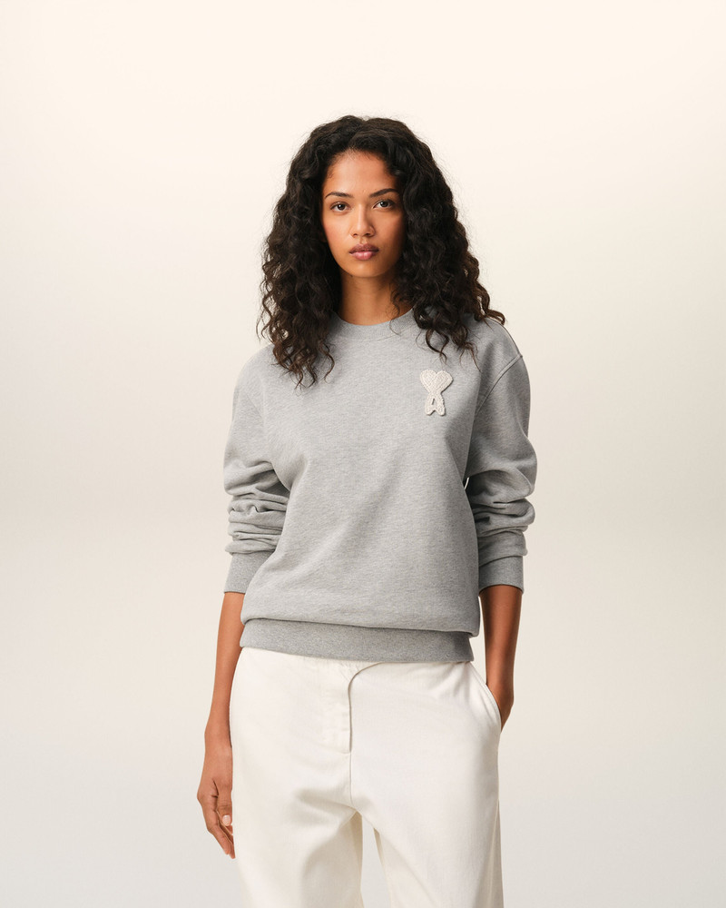 AMI Paris GREY COTTON KNITTED AMI DE COEUR SWEATSHIRT outlook