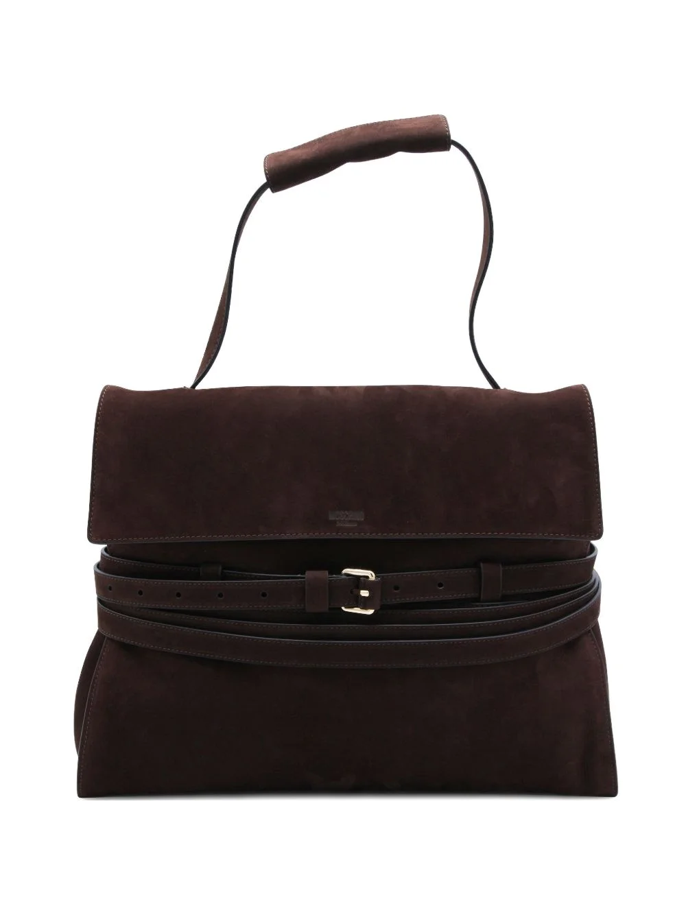 belted leather tote bag - 1