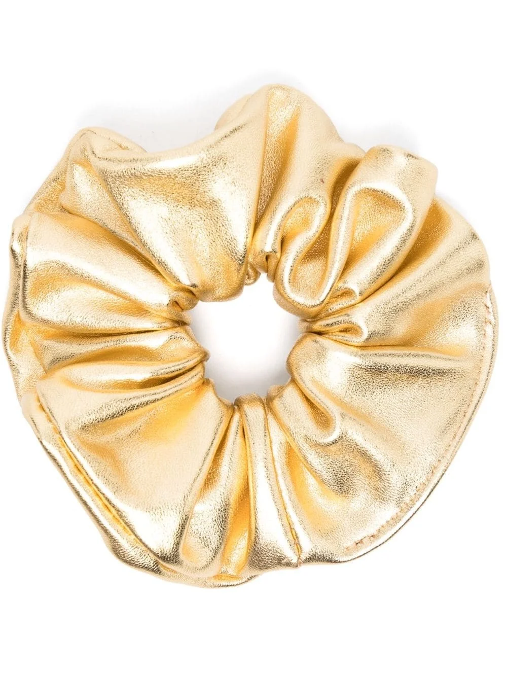 metallic-finish leather scrunchie - 1