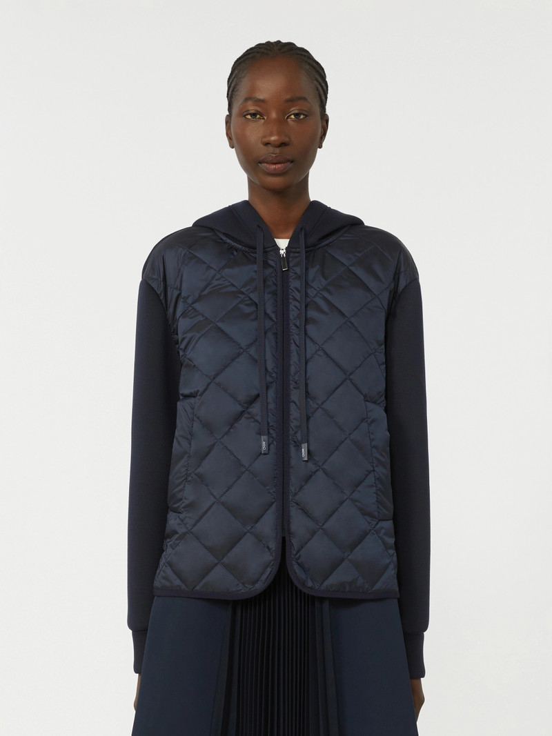 EDITO Padded, hooded jacket in water-repellent canvas and jersey - NAVY 3