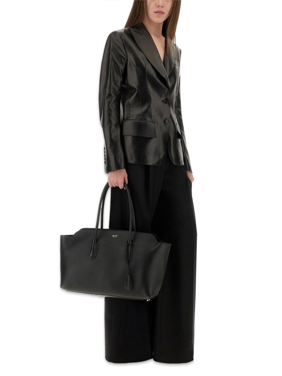 Leather Jacket With Spear Lapels - 2