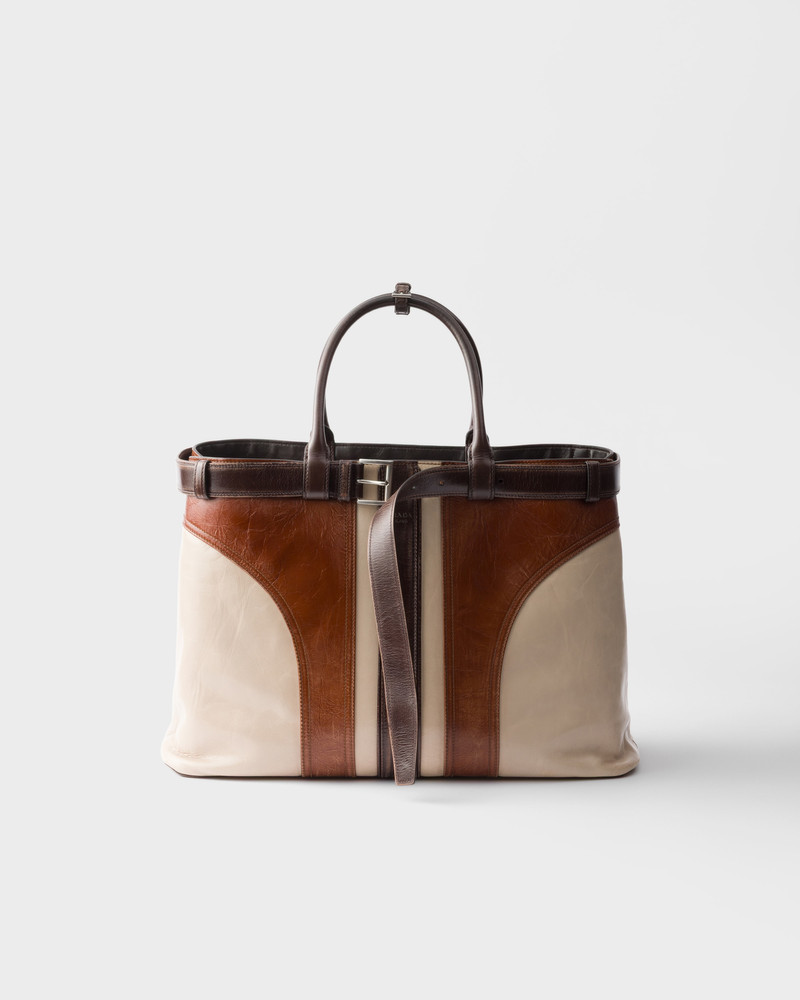 Prada Buckle antiqued leather bag with belt 1