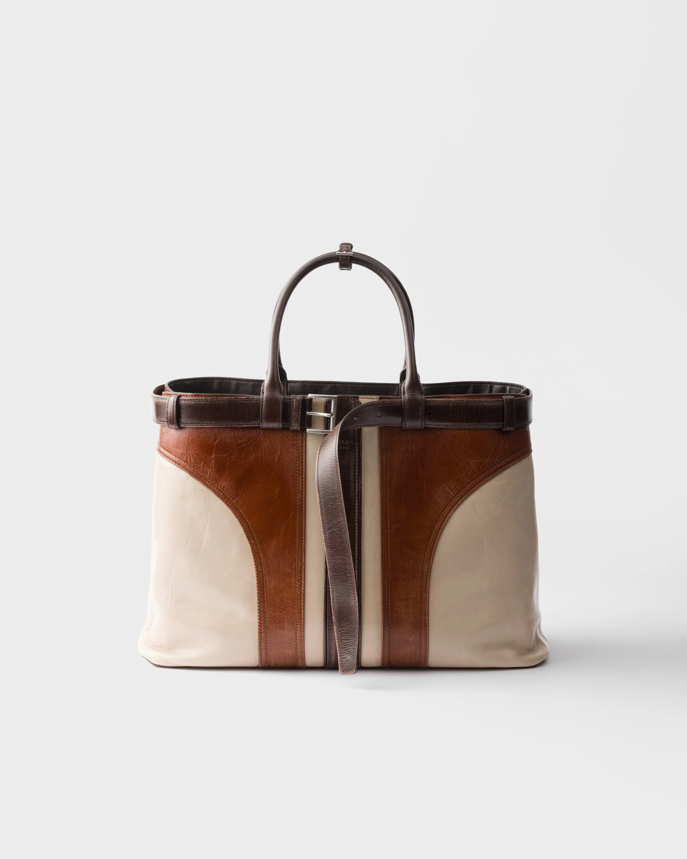 Prada Buckle antiqued leather bag with belt - 1