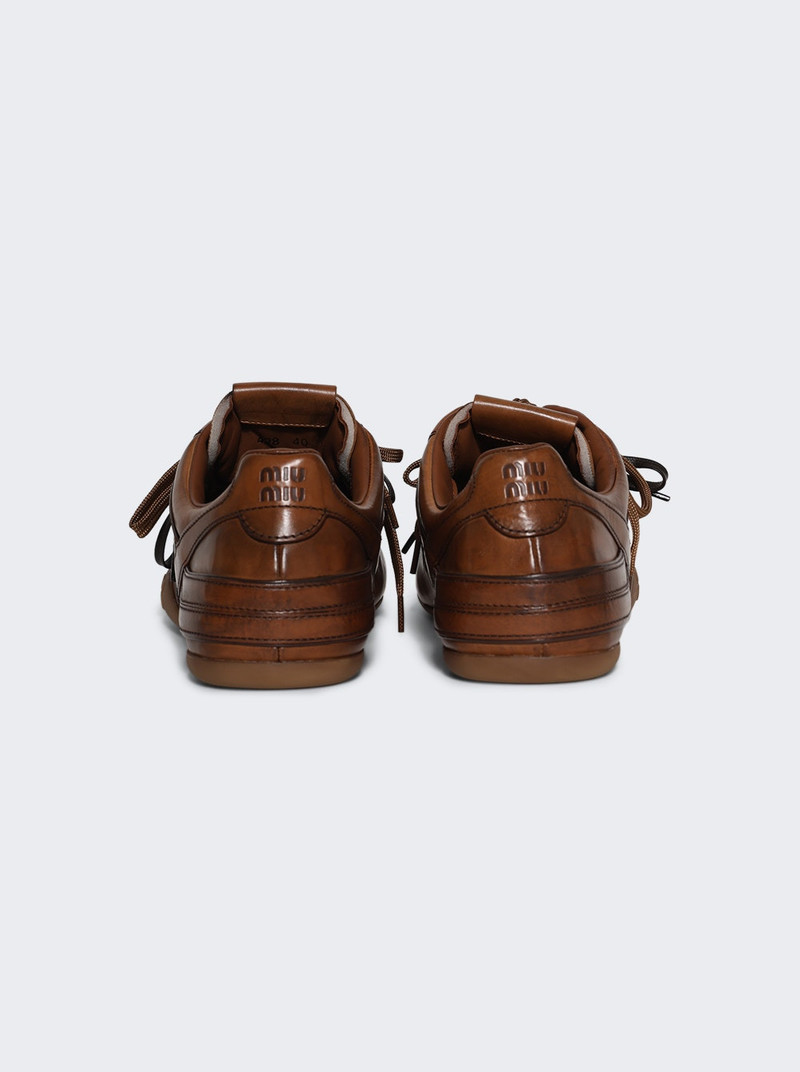 Miu Miu Gymnasium Leather Sneakers Cognac outlook