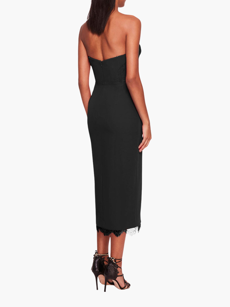 Marchesa DRAPED BODICE CREPE MIDI DRESS outlook