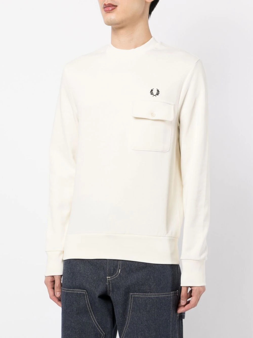 embroidered-logo crew neck sweatshirt - 3