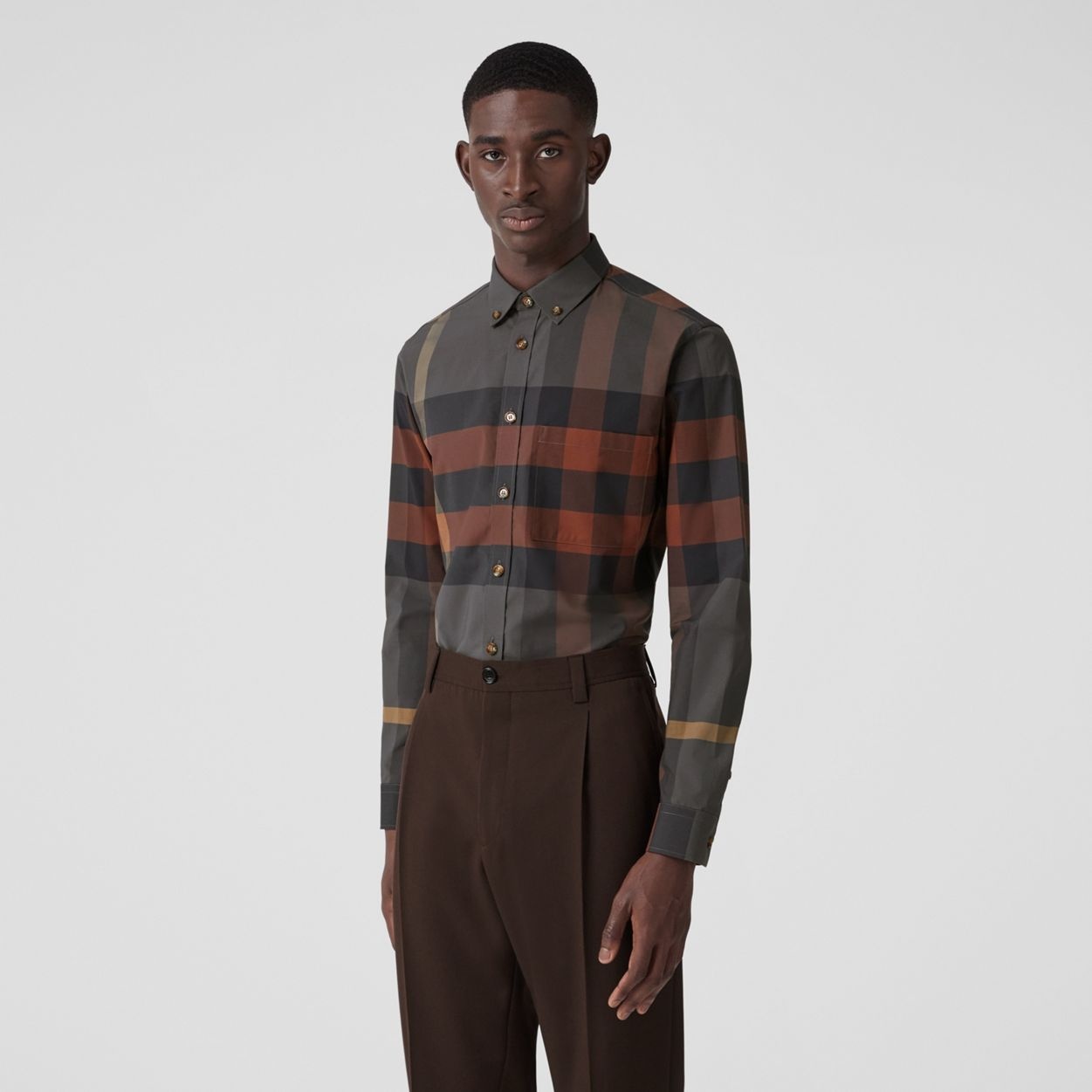 Check Stretch Cotton Poplin Shirt - 6