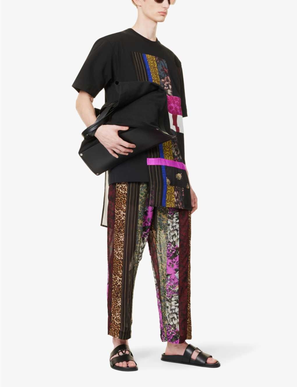 Penny patchwork-patterned straight-leg relaxed-fit woven trousers - 2