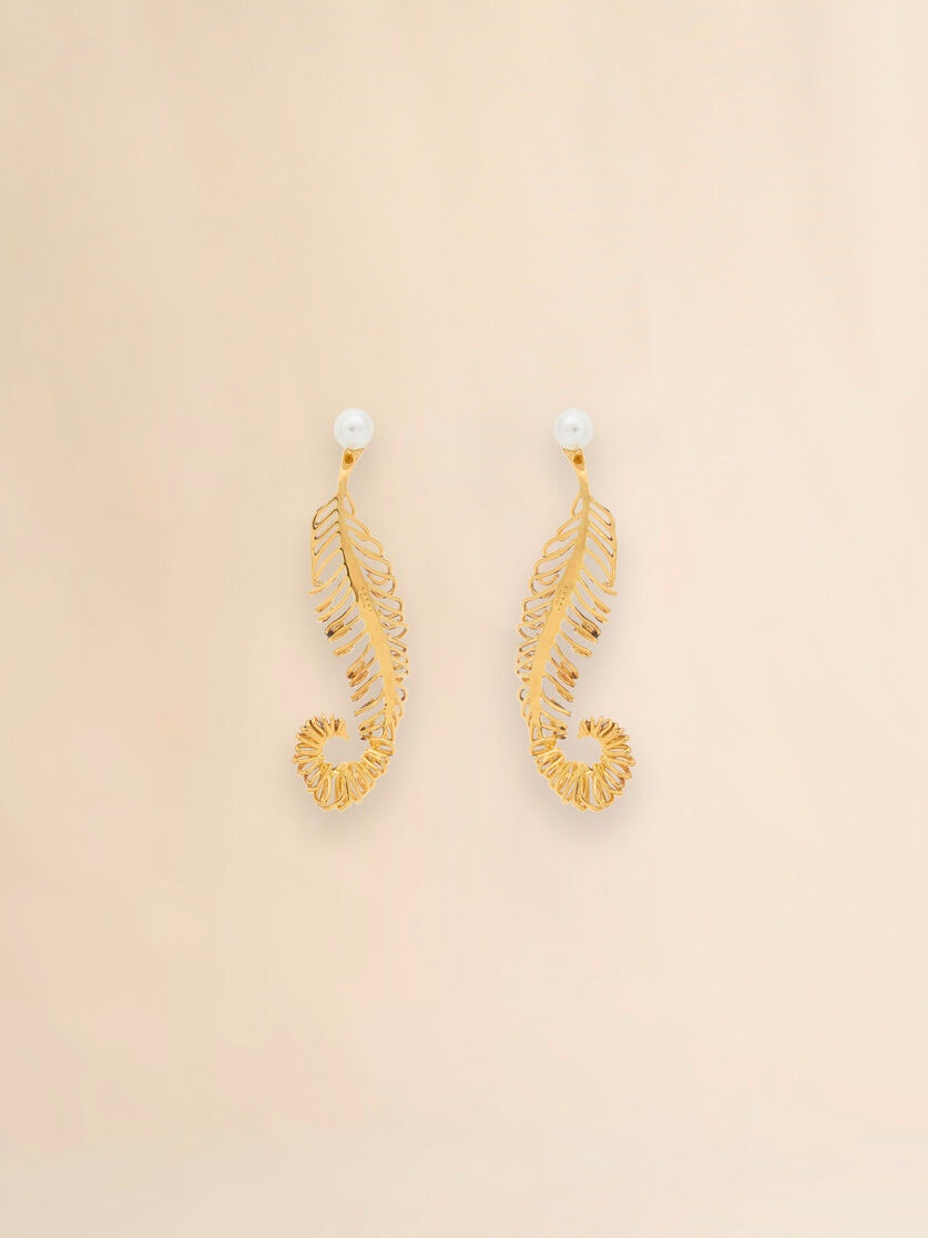 CURVED METAL FEATHER EARRINGS - 3