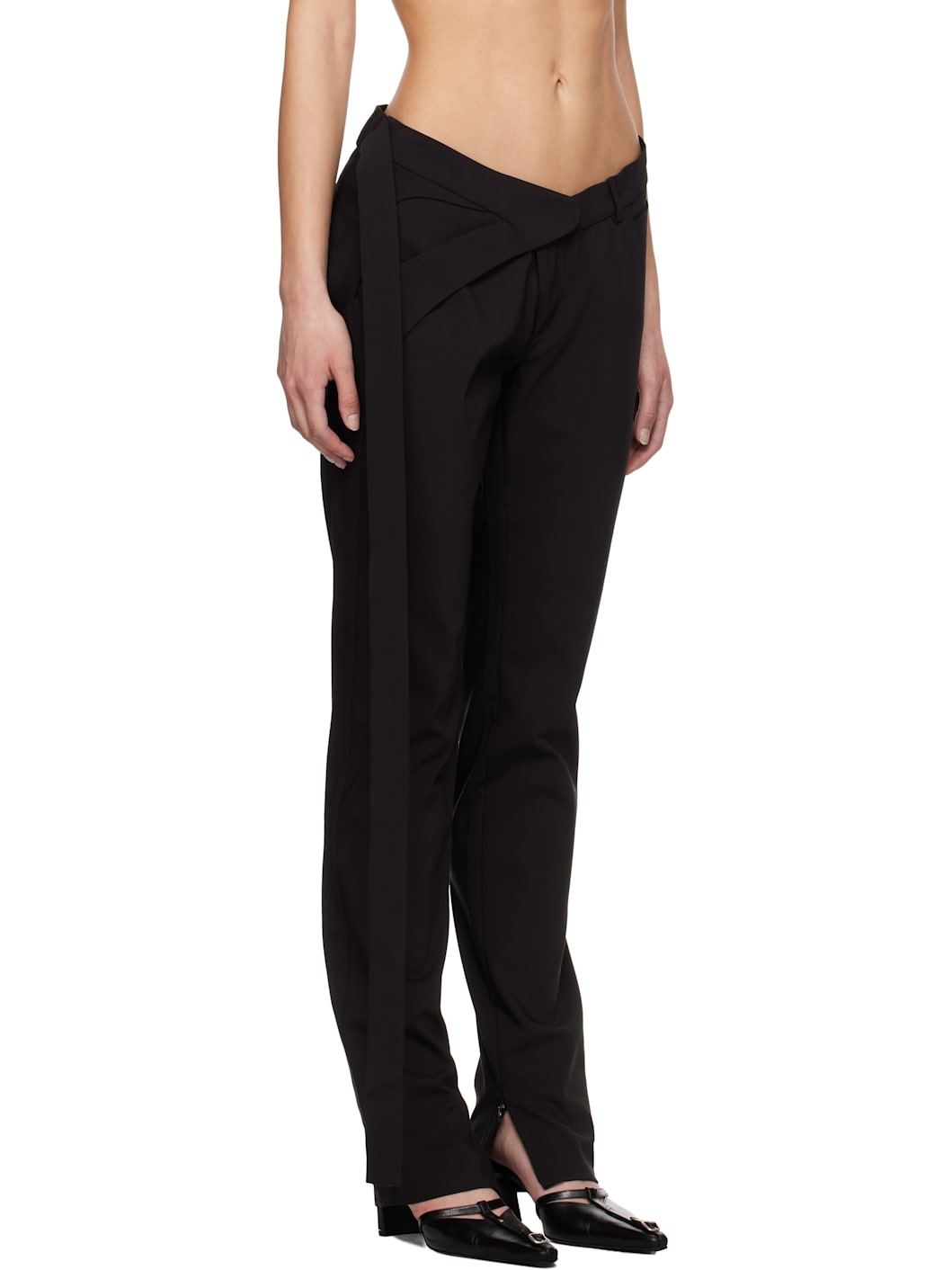 Black Slim Leg Suit Trousers - 2