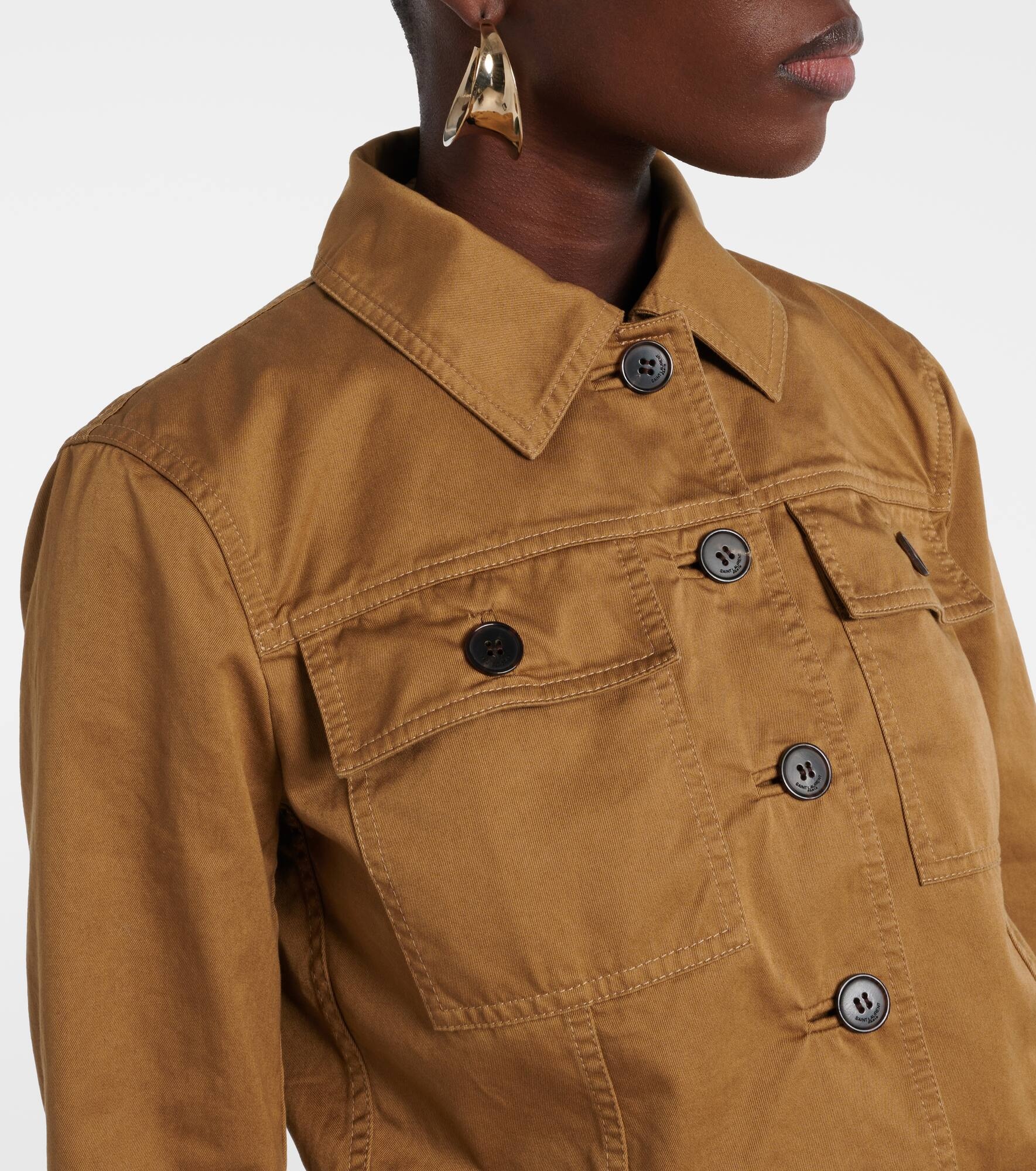 Cropped cotton serge jacket - 4
