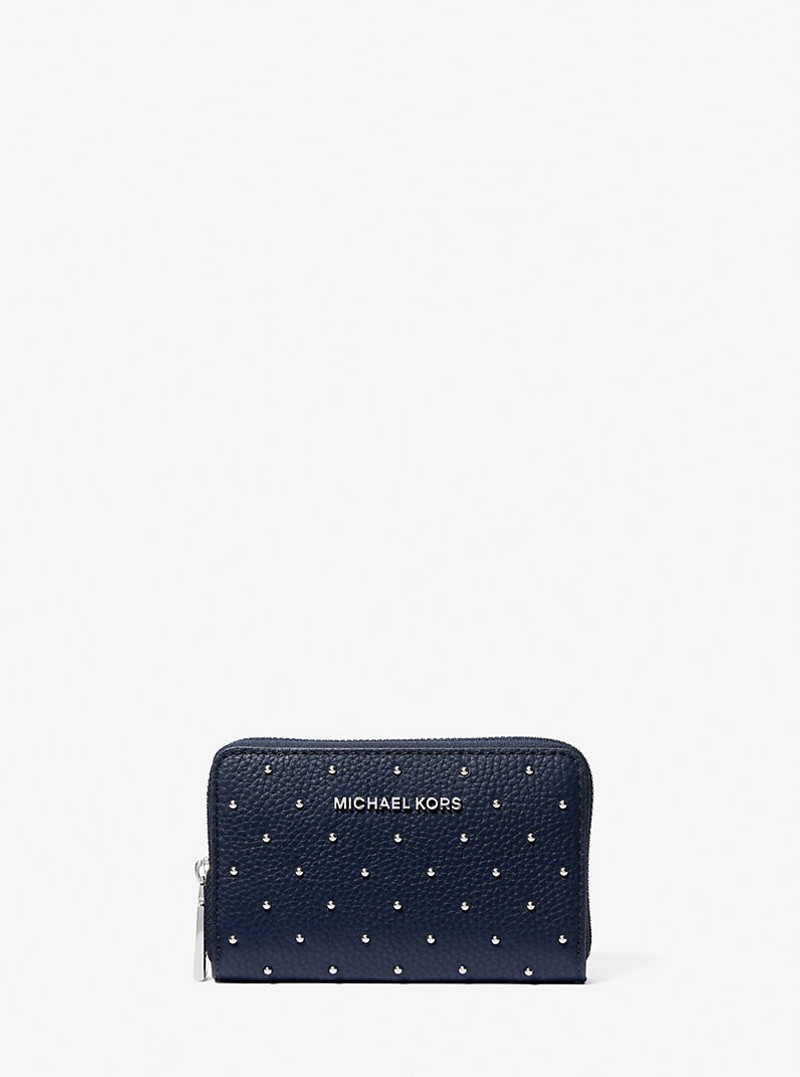 Jet Set Small Studded Pebbled Leather Wallet 1