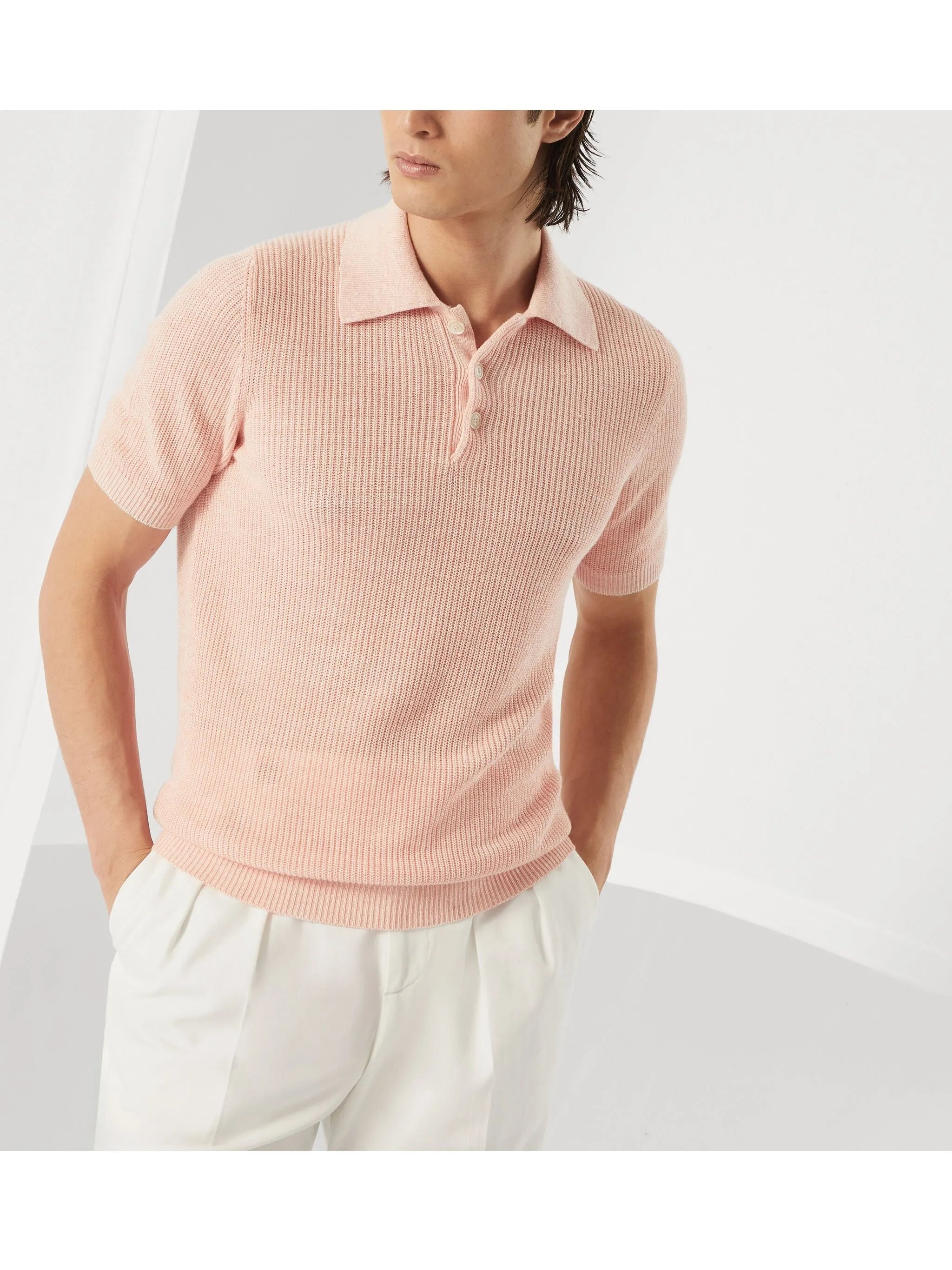 Ribbed-knit Polo Shirt - 6
