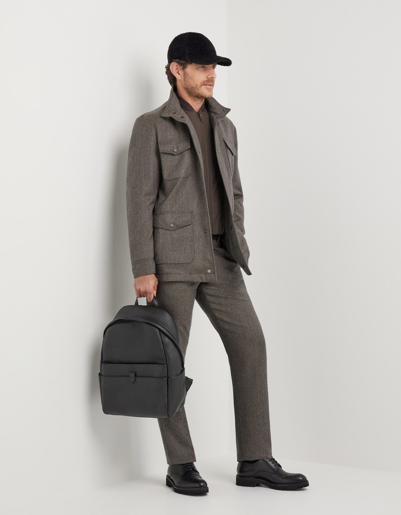 Canali IMPECCABILE WALNUT-COLORED FLANNEL FIELD JACKET outlook