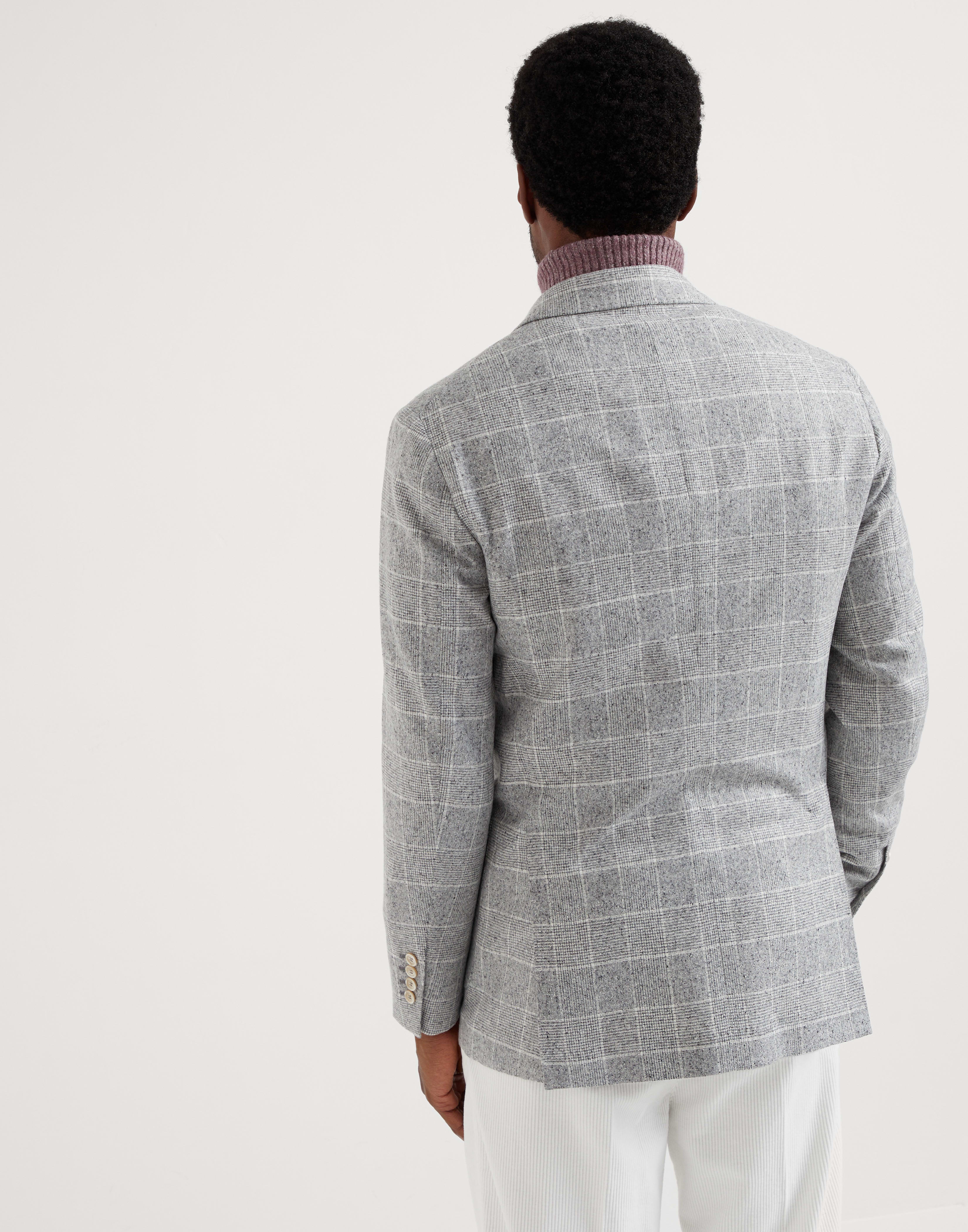 Flecked silk, wool and cashmere Prince of Wales one-and-a-half breasted deconstructed blazer with pa - 2
