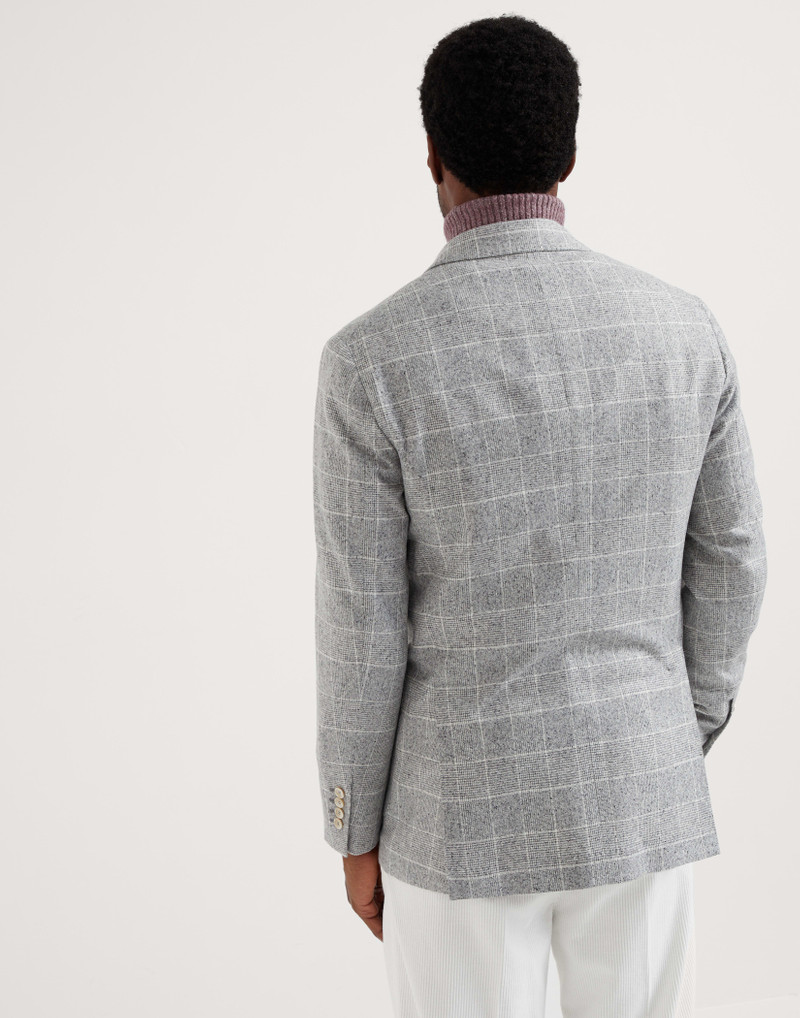 Brunello Cucinelli Flecked silk, wool and cashmere Prince of Wales one-and-a-half breasted deconstructed blazer with pa outlook